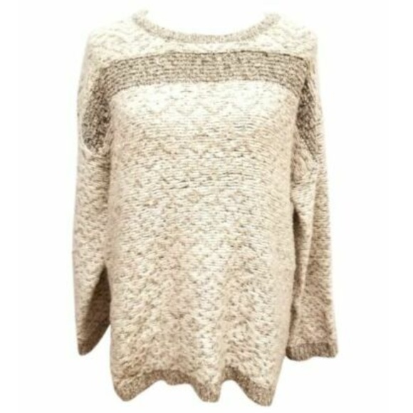 Vince Camuto Sweater Large knit gray white stripes - Picture 5 of 5